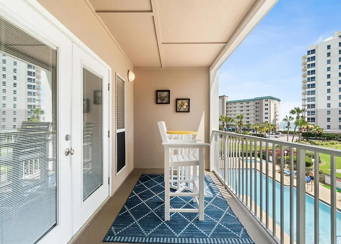 Apartment Gulf View King Bed With Bunk And Large L Shaped Balcony In Cozy Perdido Key *
